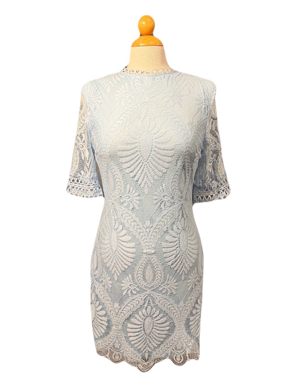 NWOT Eilly Bazar Elegant Light Blue Lace Dress